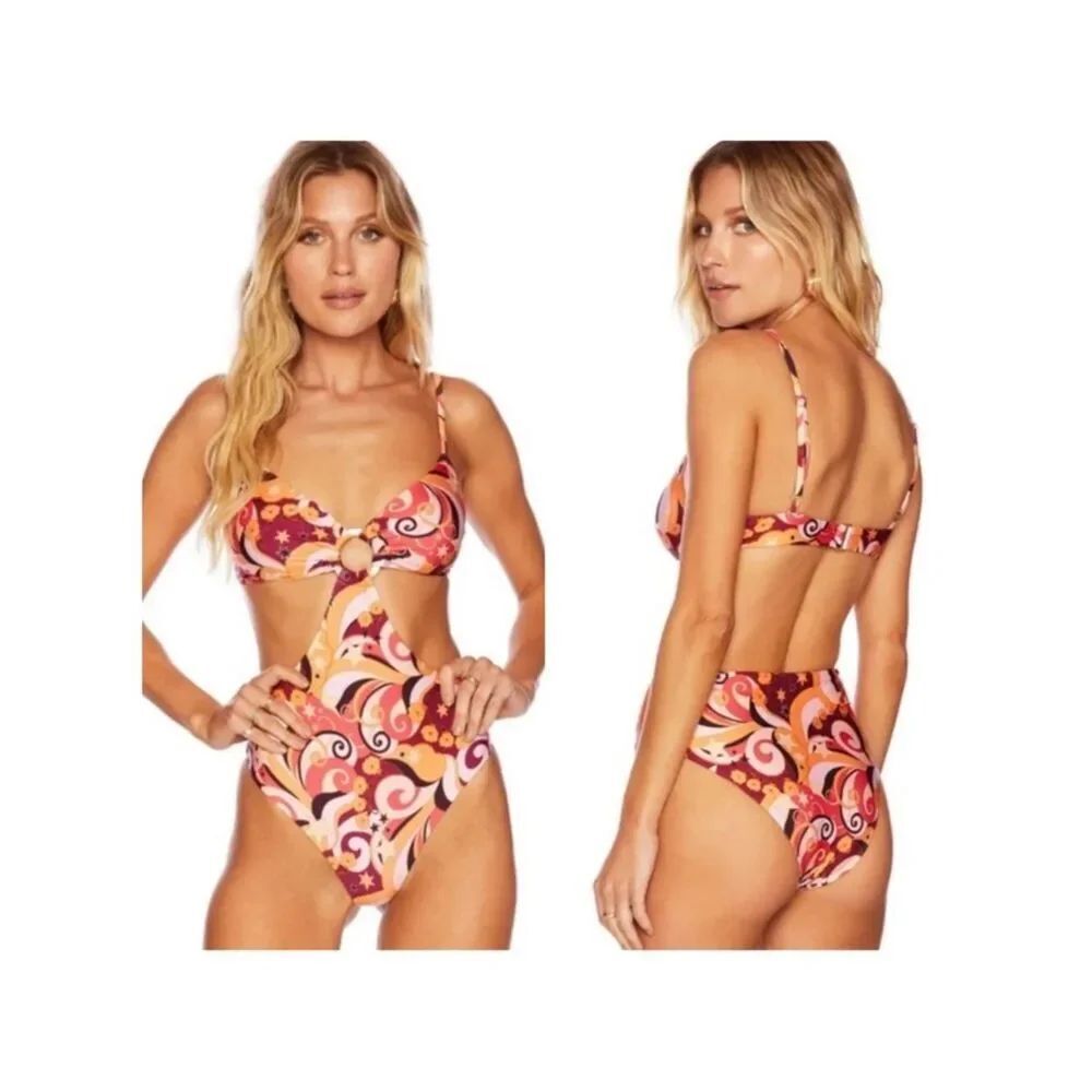 BEACH RIOT Kirsten One Piece Swimsuit Starbright Swirl Retro NWT $129